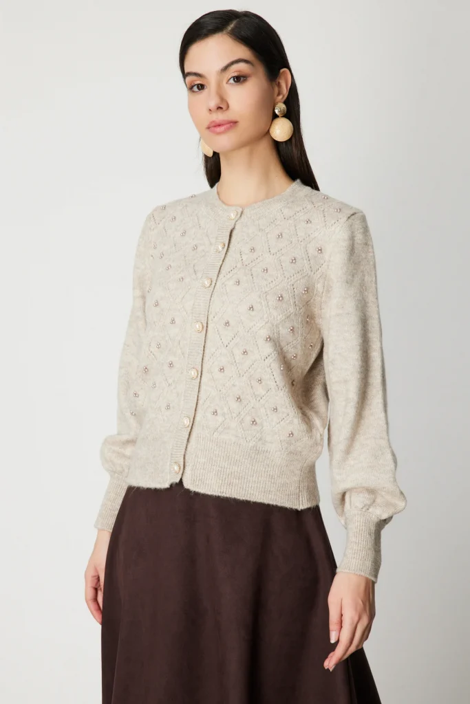 ON TRİKO İnci Düğmeli Triko Hırka 63922 - BEJ