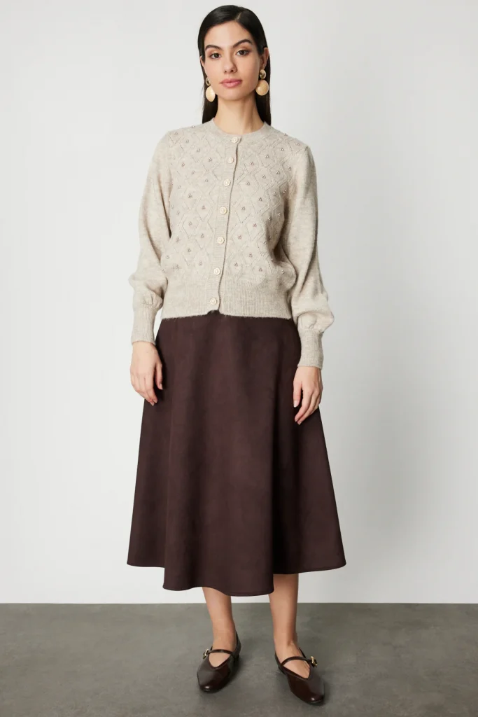 ON TRİKO İnci Düğmeli Triko Hırka 63922 - BEJ