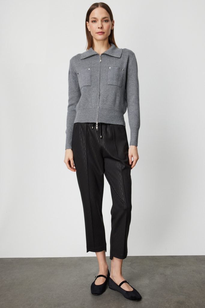 ON TRİKO Cep Detaylı Fermuarlı Triko Hırka 69904 - GRİ