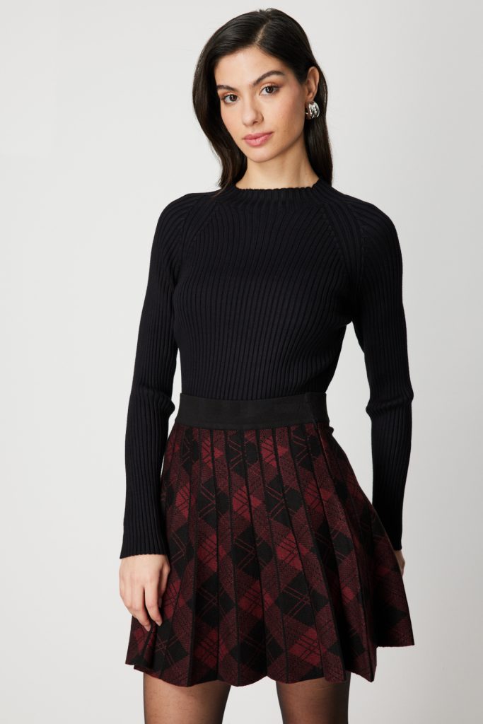 ON TRİKO Dik Yaka Fitilli Triko Kazak 60357 - Siyah