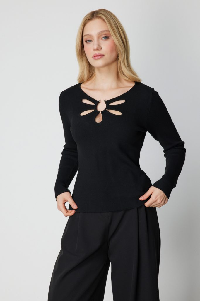 ON TRİKO Yakası Pencereli Triko Kazak 63322