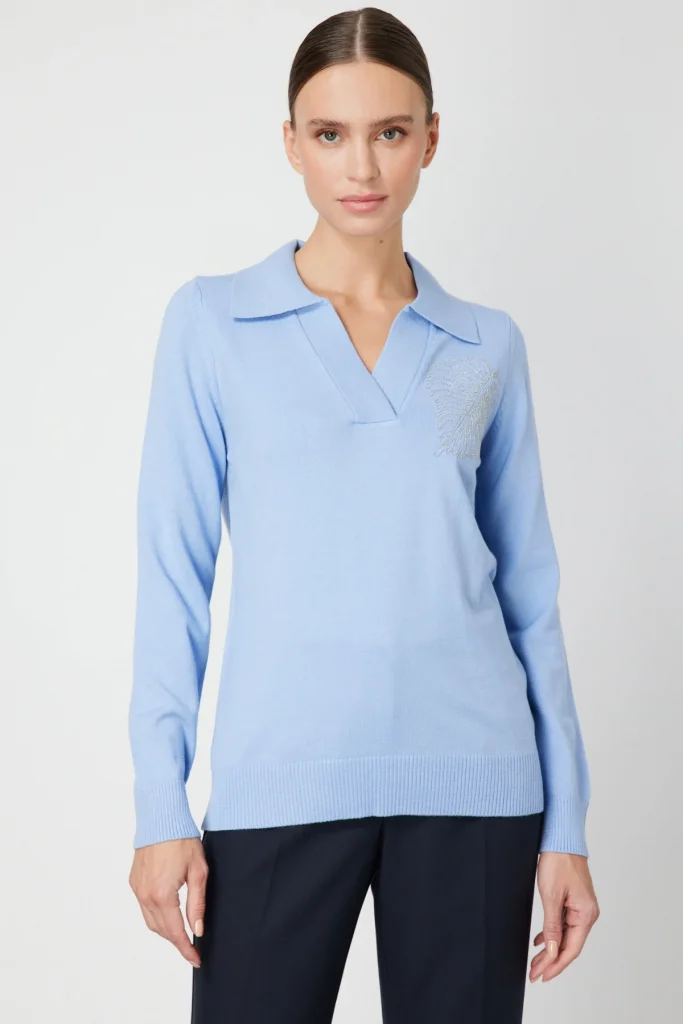 ON TRİKO Omzu Zincirli Yaprak Detaylı Triko Kazak  65334