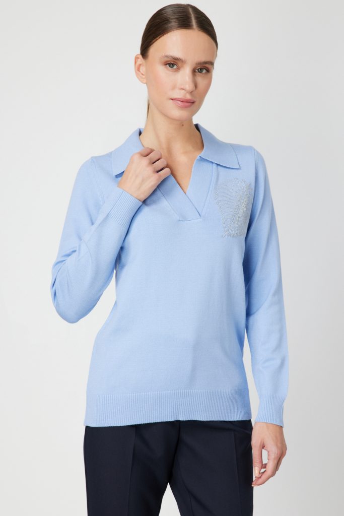 ON TRİKO Omzu Zincirli Yaprak Detaylı Triko Kazak  65334