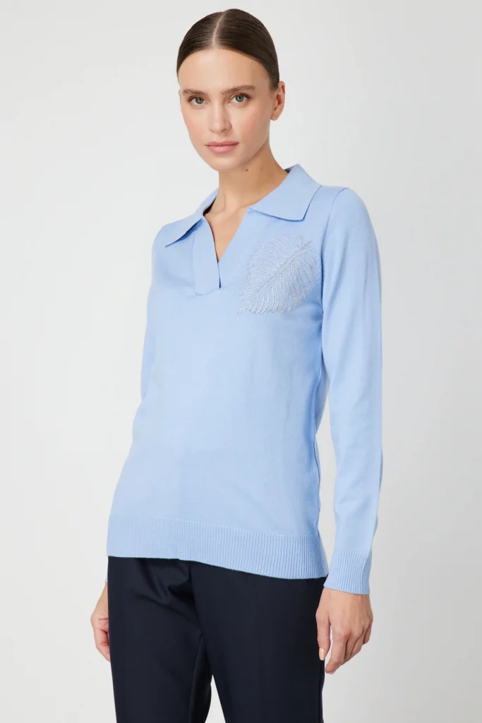 ON TRİKO Omzu Zincirli Yaprak Detaylı Triko Kazak  65334