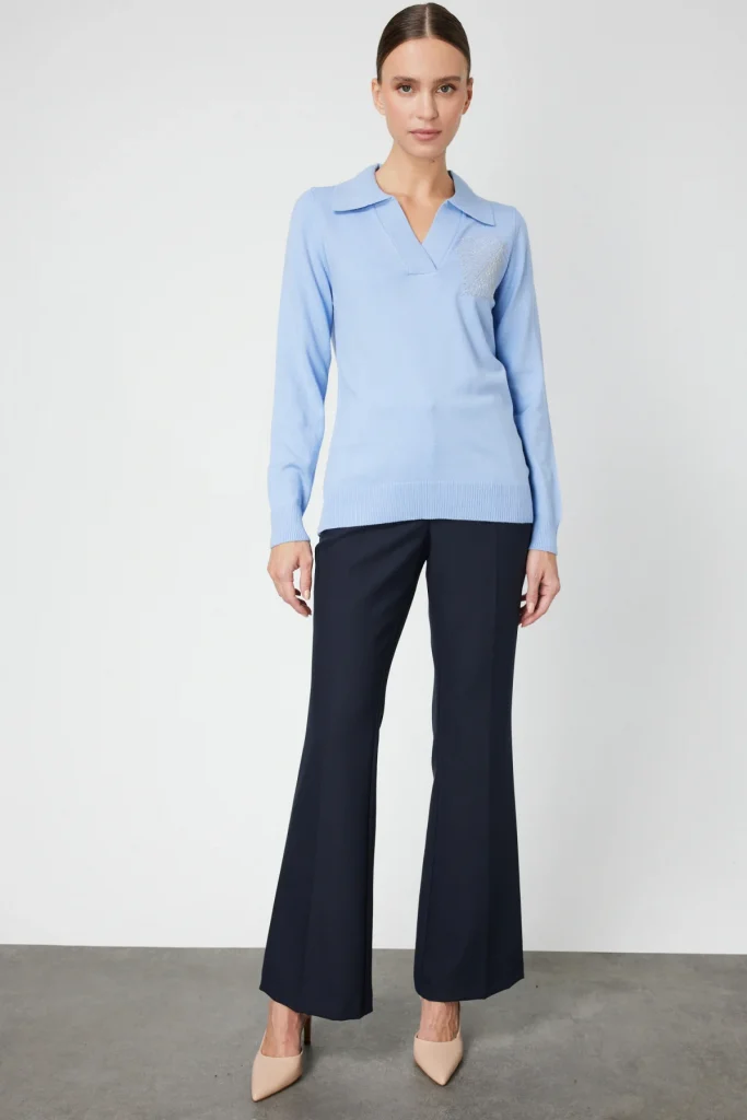 ON TRİKO Omzu Zincirli Yaprak Detaylı Triko Kazak  65334