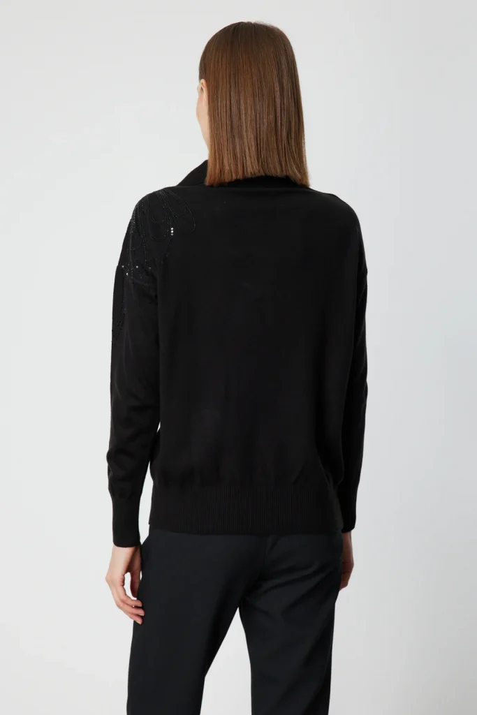 ON TRİKO Omzu İşlemeli Polo Yaka Triko Kazak 66359