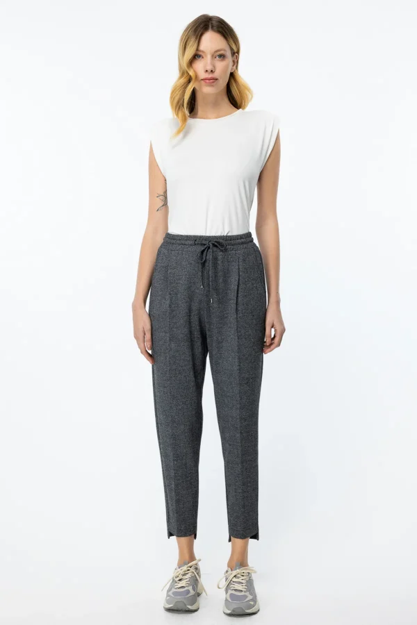ON TRİKO Önü Pileli Beli Lastikli Pantolon 44167