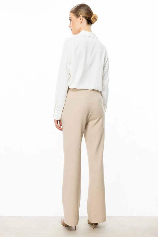 ON TRİKO Beli Kemerli Pantolon 54145 - BEJ