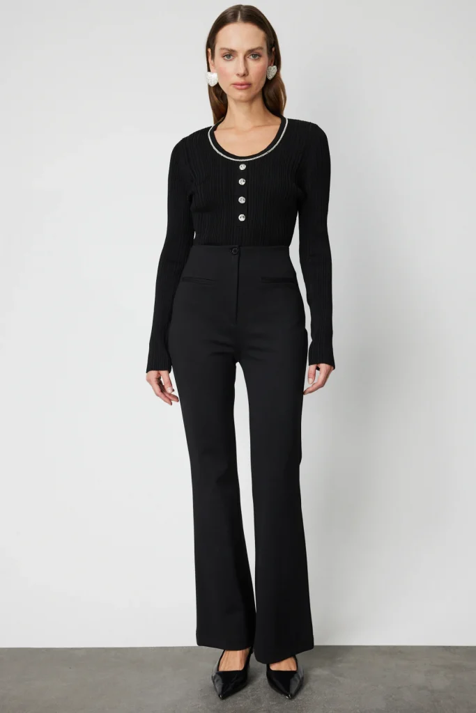 ON TRİKO Süs Fleto Cepli İspanyol Paça Pantolon 60115