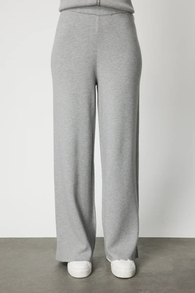 ON TRİKO Beli Lastikli Bol Paça Triko Pantolon 63321 - GRİ