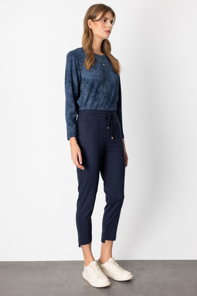 ON TRİKO Beli Lastikli Çimalı Eşofman Altı 64124 - Lacivert