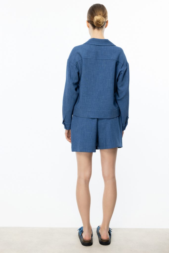 ON TRİKO Yandan Cepli Şort Etek 54203 - İNDİGO