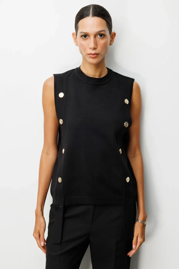 ON TRİKO Süs Düğmeli Sıfır Yaka Süveter 69310