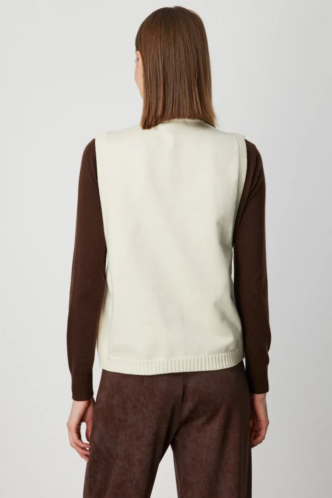 ON TRİKO Süs Düğmeli Sıfır Yaka Süveter 69310 - KREM