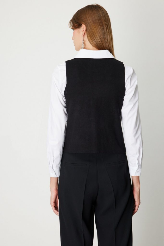 ON TRİKO İşlemeli Triko Yelek 60919