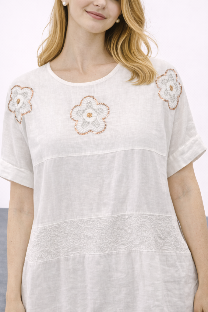 ONİX Çiçek İşlemeli Elbise K24924