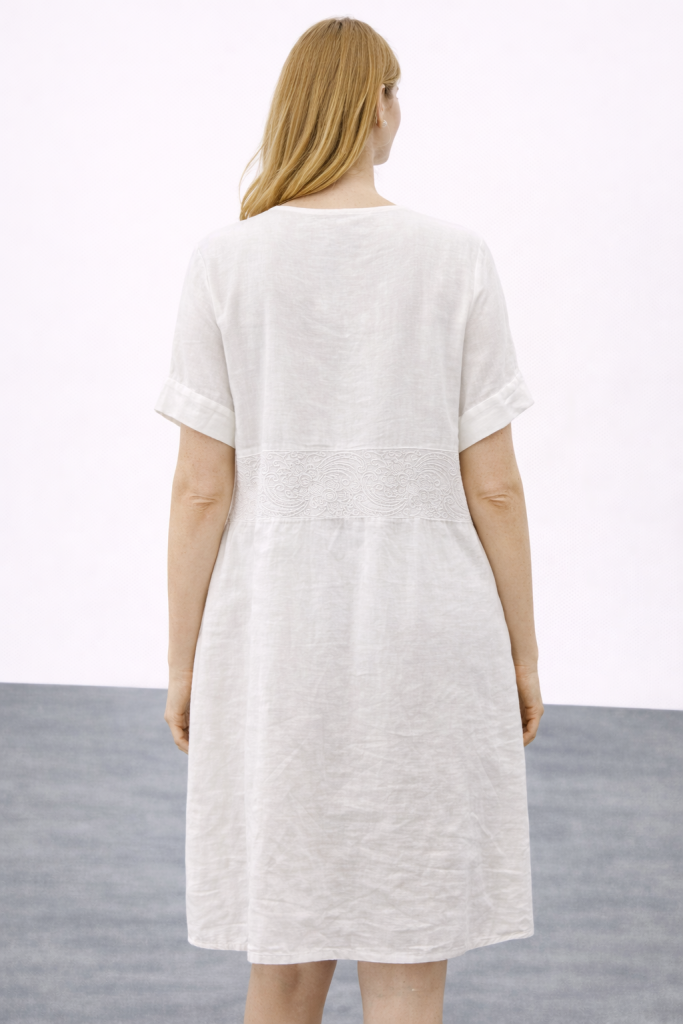 ONİX Çiçek İşlemeli Elbise K24924 - Beyaz