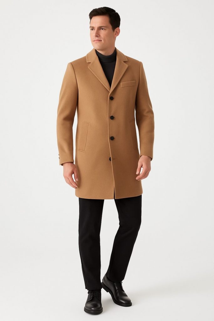 PALMONTE Mono Kaşe Kaban 4285 - hardal