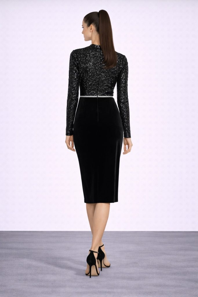 PERLA DONNA Elbise 10363 - Siyah