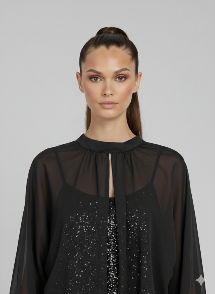 Taşlı Bluz 4705 - Siyah