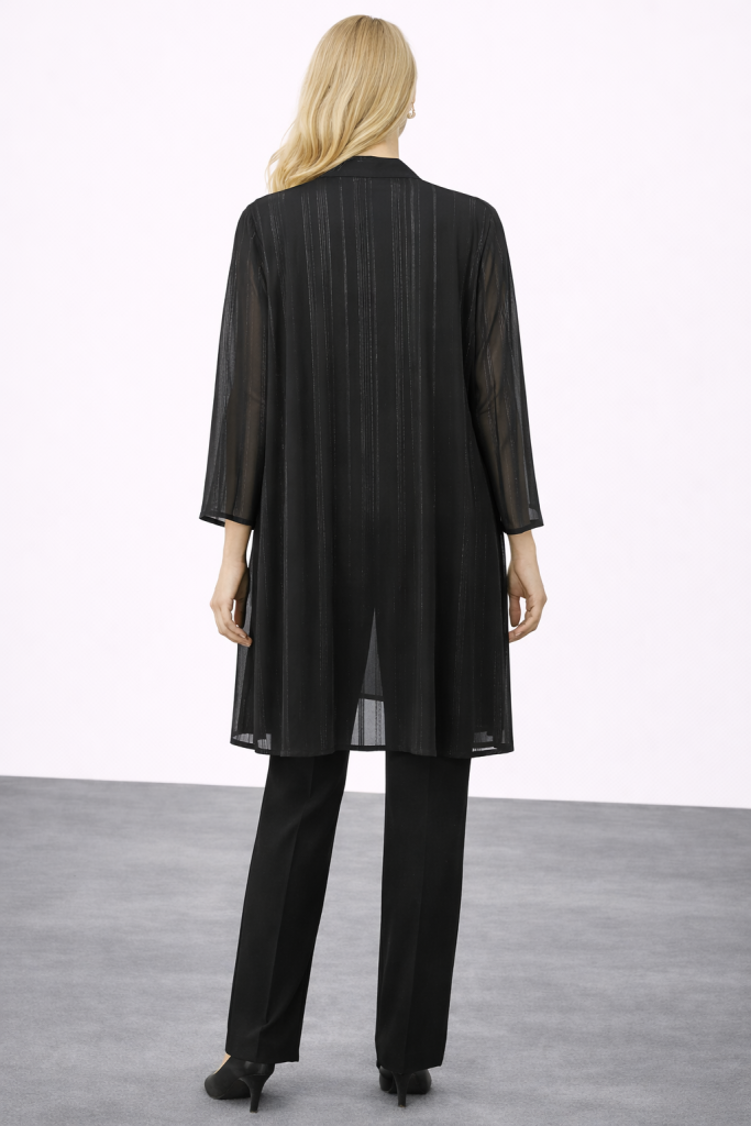 SEDNA Şifon İkili Büyük Beden Takım 3052 - Siyah