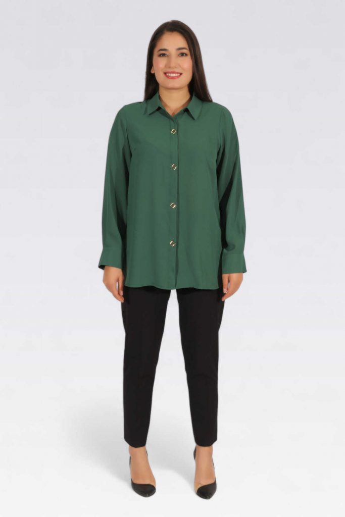 TOLGA SARAÇOĞLU Uzun Kollu Şık Bluz 10937 - ZÜMRÜT