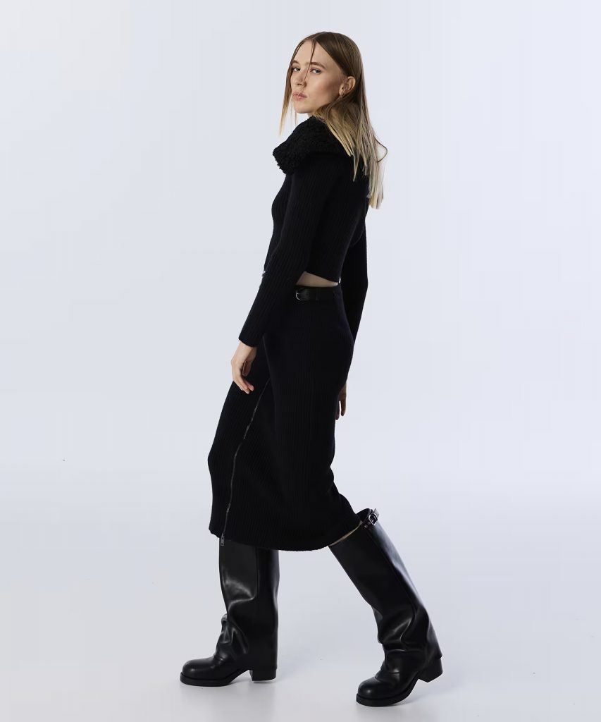 TWIST Çift Kemerli Triko Etek TW6250004057 - Siyah