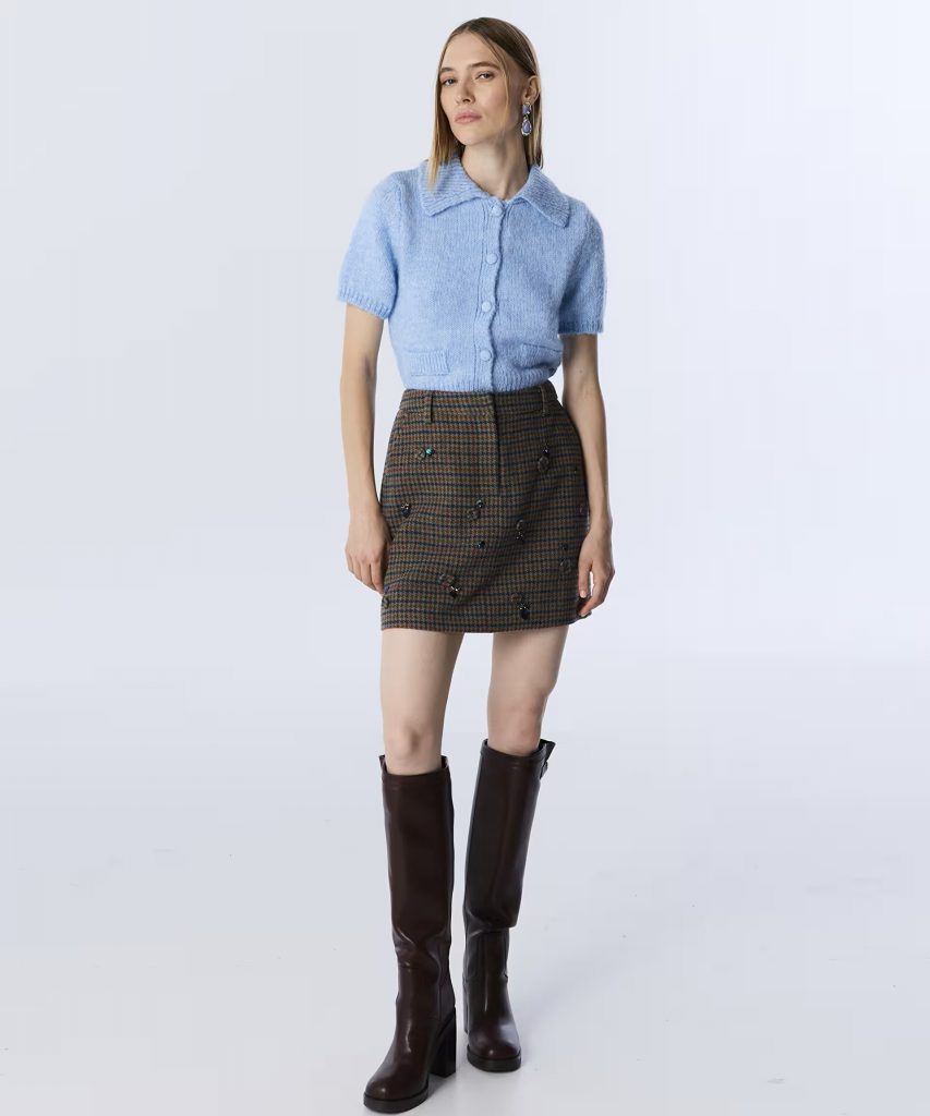 TWIST Karma Aksesuarlı Kazayağı Desen Etek TW6250004133