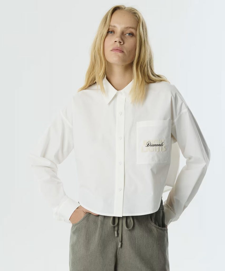 TWİST Slogan Baskılı Poplin Gömlek TW6250025054 - EKRU