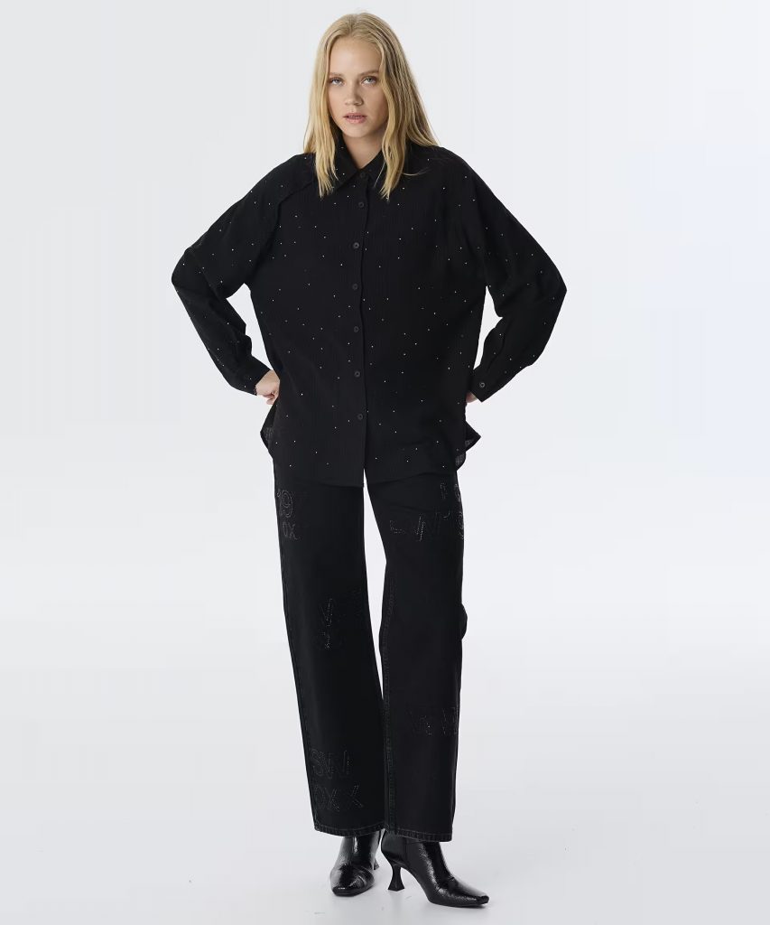 TWIST Hotfıx Baskılı Pileli Gömlek TW6250025089