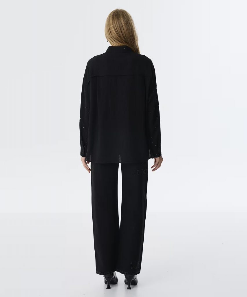 TWIST Hotfıx Baskılı Pileli Gömlek TW6250025089