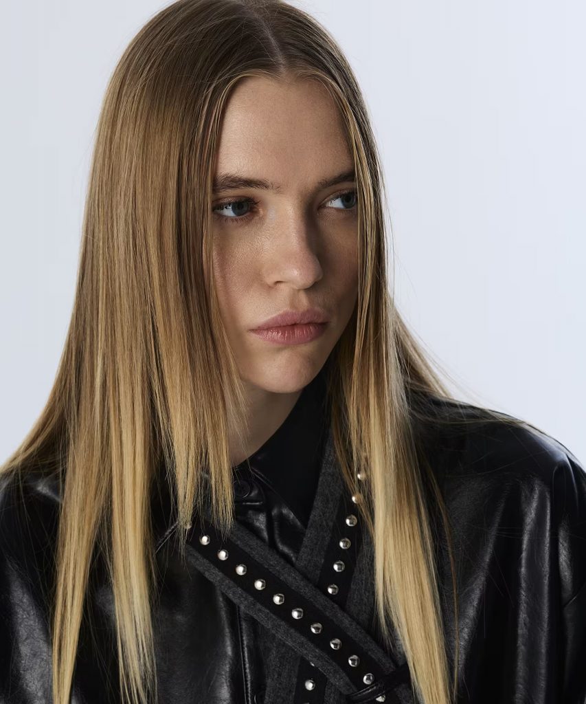 TWIST Yakası Bağlamalı Deri Görünümlü Gömlek TW6250025114 - Siyah