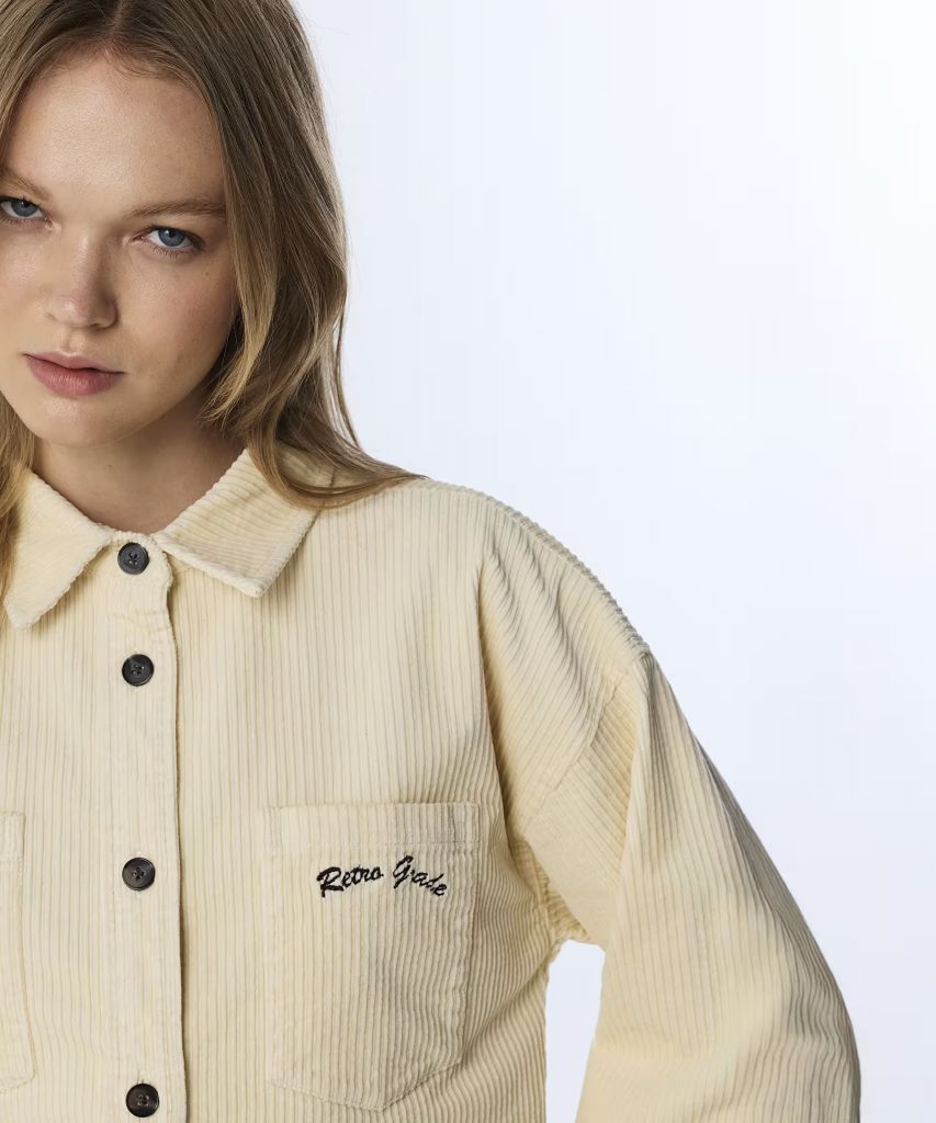 TWIST Sloganlı Kadife Gömlek TW6250025131 - KREM