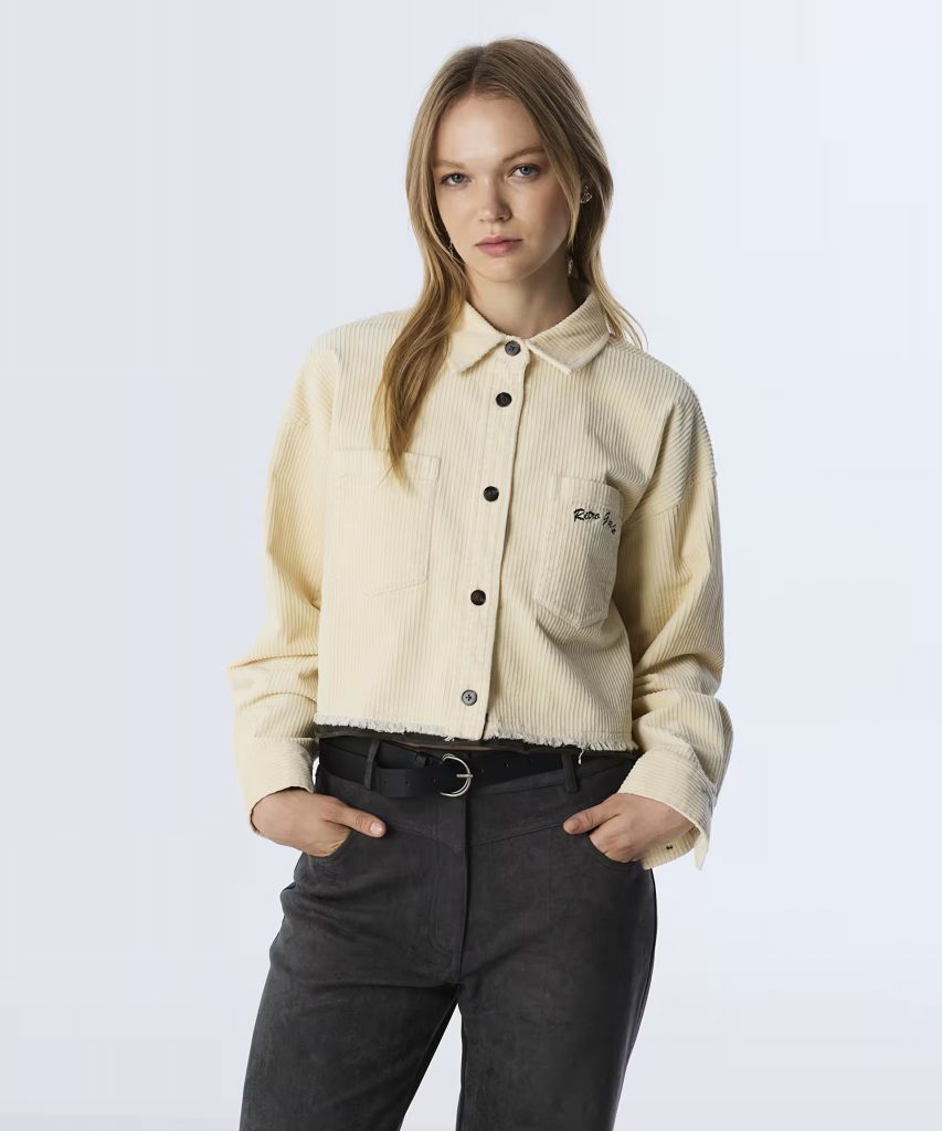 TWIST Sloganlı Kadife Gömlek TW6250025131 - KREM