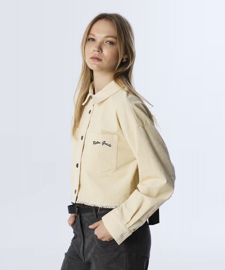 TWIST Sloganlı Kadife Gömlek TW6250025131 - KREM