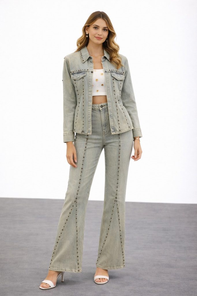 TWIST JEAN Zımba Baskılı Pantolon 18001 - YEŞİL