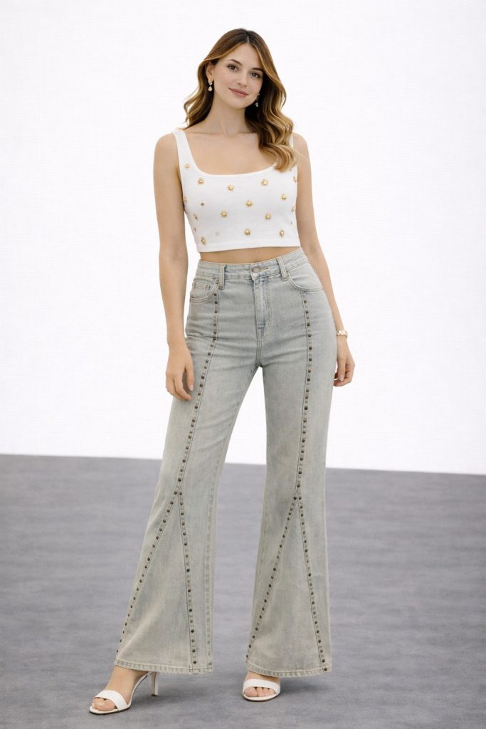 TWIST JEAN Zımba Baskılı Pantolon 18001 - YEŞİL