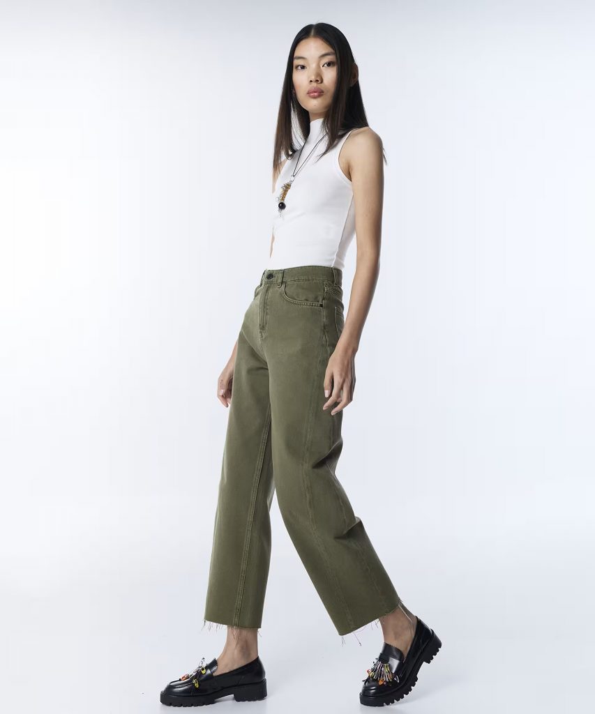 TWİST SLOGANLI BAGGY JEAN PANTOLON TS1260018033 - HAKİ