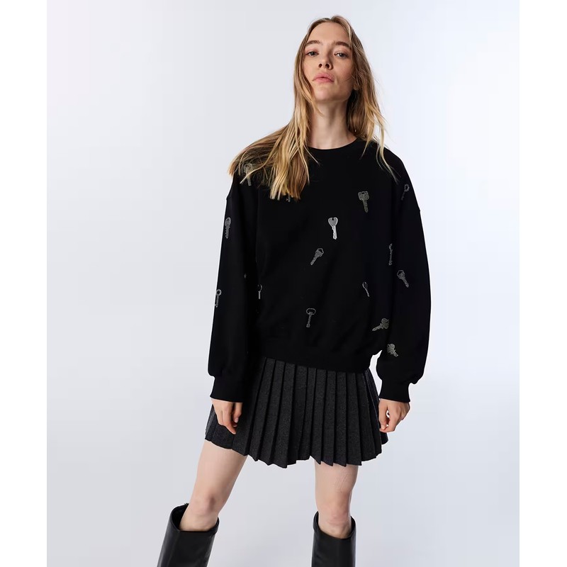 TWIST  Hotfix Baskılı Kadın Sweatshirt TW6250091057 - Siyah