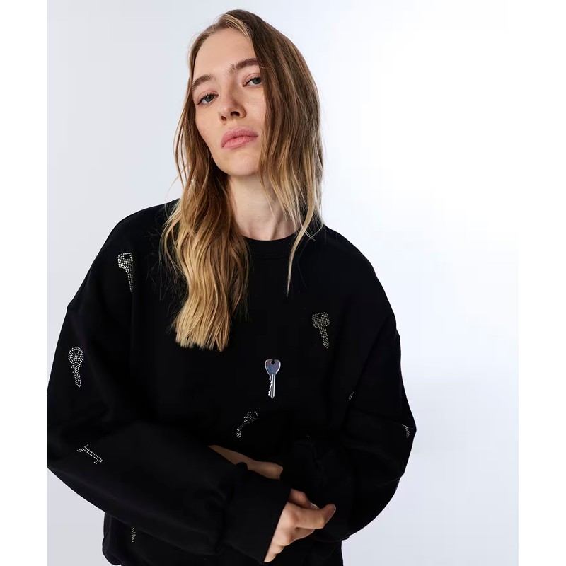 TWIST  Hotfix Baskılı Kadın Sweatshirt TW6250091057 - Siyah