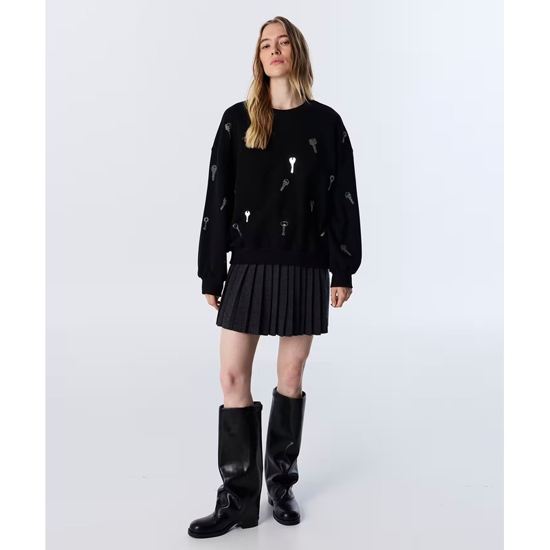 TWIST  Hotfix Baskılı Kadın Sweatshirt TW6250091057 - Siyah