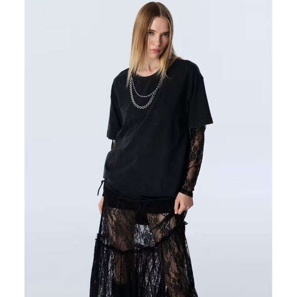 TWIST  Dantel Mix Zincir Aksesuarlı Kadın T-shirt TW6250070105