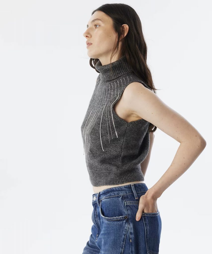 TWIST Kristal Taş Şeritli Süveter TW6240050342 - GRİ