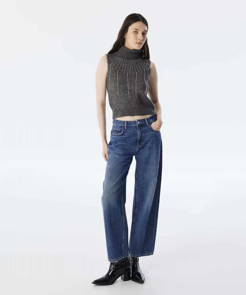 TWIST Kristal Taş Şeritli Süveter TW6240050342 - GRİ