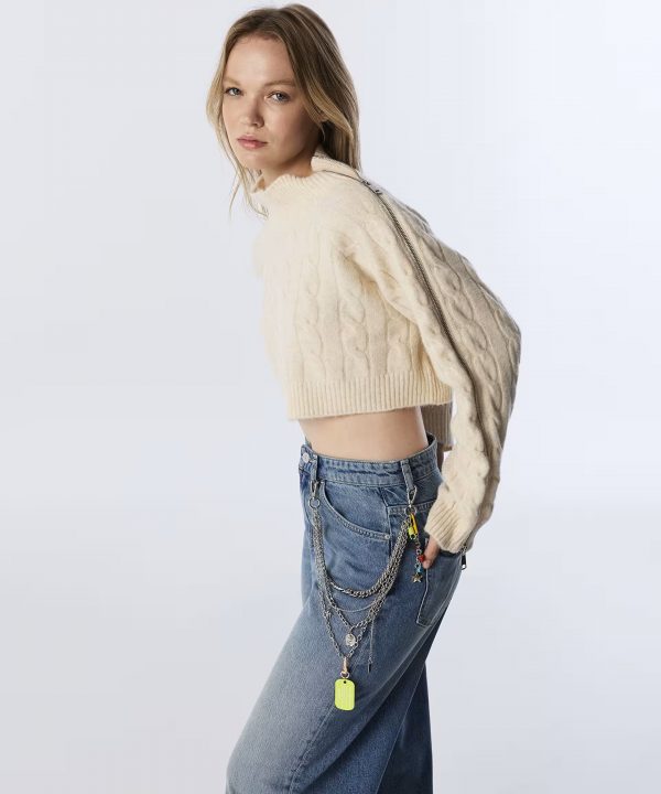 TWIST Saç Örgülü Crop Kazak TW6240050344