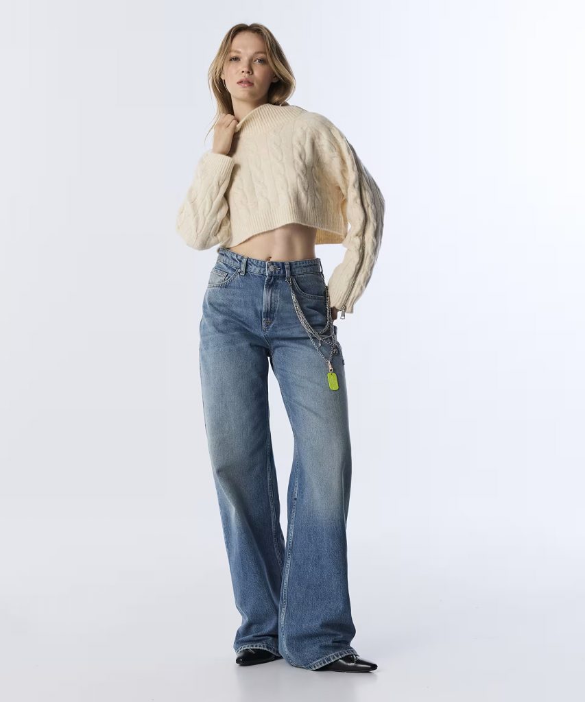 TWIST Saç Örgülü Crop Kazak TW6240050344 - EKRU