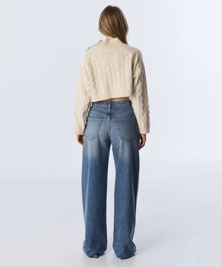 TWIST Saç Örgülü Crop Kazak TW6240050344 - EKRU