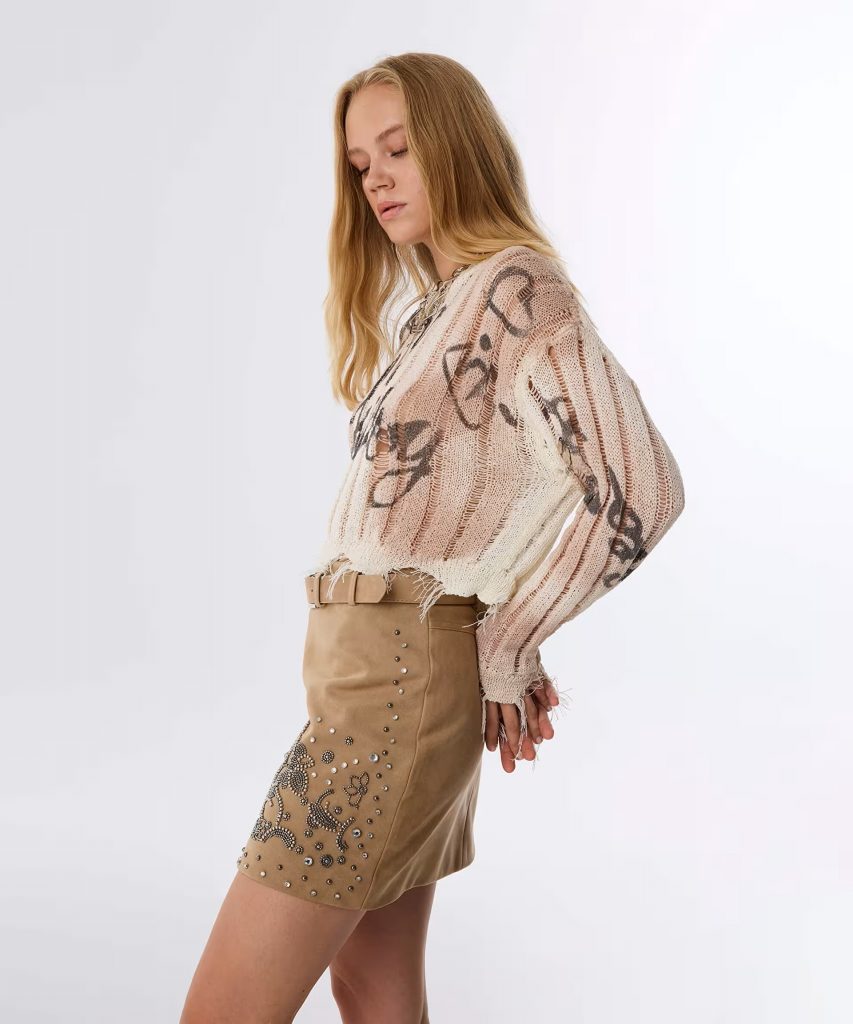 TWIST Slogan Baskılı Eskitme Efekli Kazak TW6250050178