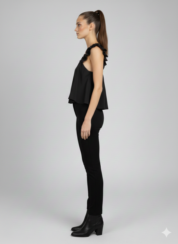 UNIQUE Arkası Fermuarlı Bluz 47005 - Siyah