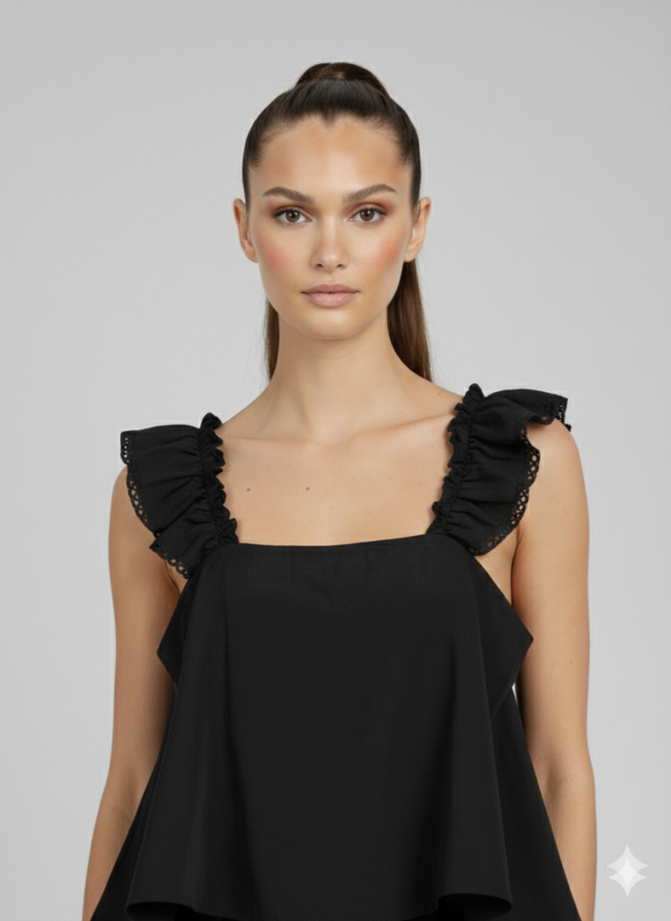 UNIQUE Arkası Fermuarlı Bluz 47005 - Siyah